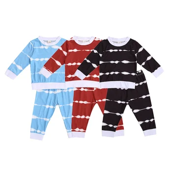 3Colors 0-3Years Toddler Dreng Pige Tie - Dye Trykt Sæt Tøj med Lange Ærmer O-Hals Top Bukser 2stk Tøj Sæt