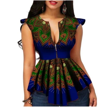 Robe Femme Africaine 2020 Bluse Ankara Voks Print-Toppe Sydafrikanske Traditionelle Tøj Damer Dashiki Plus Størrelse 2XL T-shirt