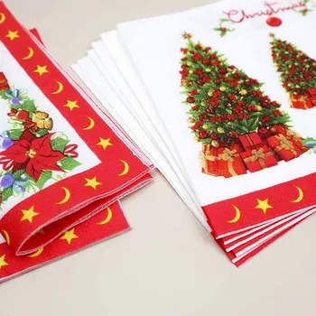20pcs/masse Jul Serviet Jul Santa Claus Træ Snefnug Papir Serviet Julepynt til Hjem Natal Tabel Indretning Noel