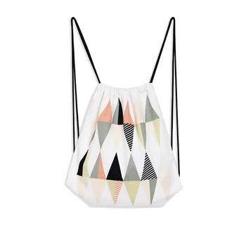 TTOU Fashion Kvinder Geometriske Mønstre Snor Rygsæk 3D-Print Rejse Softback Mochila Snøre Bag