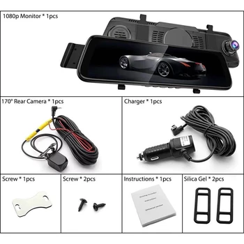 10tommer Dash Cam Video-Optager Dashcam Fuld HD-Streaming Media Kørsel Optager HD-Night Vision Kørsel Optager Bil Kamera