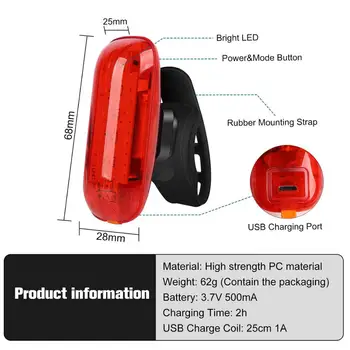 WEST CYKLING Intelligent Induktion Cykel Lys Vandtæt USB-Genopladelige Bremse Sensing Baglygte LED Lommelygte baglygte 120