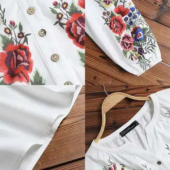 Kvinder er Forår Bluse 2021 ZANZEA Boheme Trykte Shirts Afslappet langærmet Blusas Kvindelige Blomstret Tunika Plus Size Toppe 5XL