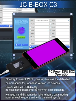 JC B-MAX C3 DFU Værktøj Windows DCSD Kabel Til IOS A7-A11-En Nøgle Lilla Mode til iPhone & iP - *d Ændre NAND Syscfg Data DFU BOX