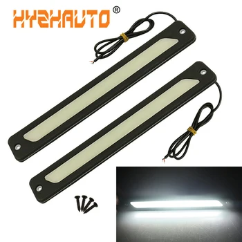 HYZHAUTO 2stk High Power COB LED-Kørelys Vandtæt Fleksibel Strip Light DRL Bil Tåge Lampe Hvid 12V 225x30mm