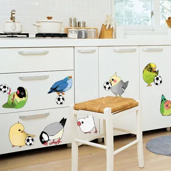 Kreative Papegøje Fodbold Wall Stickers Fugle Fodbold Hjem Indretning til børneværelset Kunst boligindretning Tilbehør til stuen