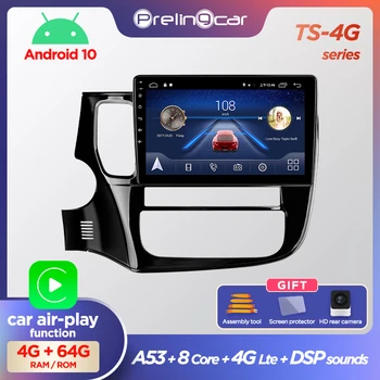 Prelingcar Android 10 DVD Bil Radio Mms Video-Afspiller, GPS Navigation Til Mitsubishi Outlander 3 GF0W GG0W 2012-2018 2 din