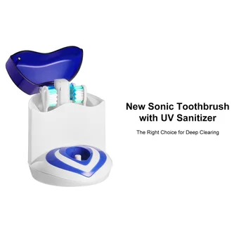 Akku-Genopladelig Vandtæt Elektrisk Tandbørste Ultralyd Automatisk Vaskbar Kridtning tandbørste med UV-Sanitizer