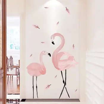 Pink Flamingo Glas sticker wallstickers DIY Fugle Vægmaleri Mærkater til Hjemmet Udsmykning Butik Display-Vindue