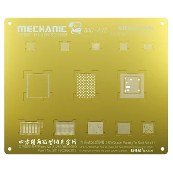 Mekaniker S40 A8 A9 A10 A11 A12 3D Groove BGA Reballing Guld Stencil Plante Tin Mesh For iPhone 6/6S/6SP/7G/7P/8/8P/X/XS/XS MAX/XR