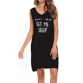 2020 Dame Brev Nightgowns Sleepshirts Nattøj Casual Løs Sove Shirt Trykt Nat Kjole Korte Ærmer Nattøj