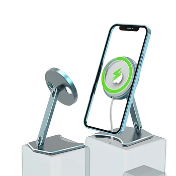 Magnetisk Trådløse Oplader Folde Roterende Beslag Stå telefonholder Støtte Mount til iPhone 12 Smartphone Oplader
