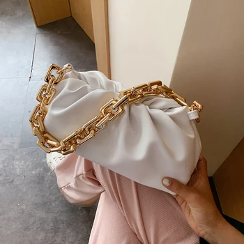 Guld Kæde Cloud Tasker Til Kvinder 2021 Sommeren PU Læder Crossbody Tasker Til Kvinder Luxuury Elegant Skulder Håndtasker