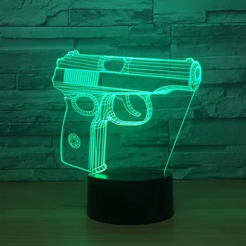 Pistol 3d-Night Light Touch Garderobe sengelampe Usb Tilpasses Gave Usb Led Børn Lampe Luminaria De Mesa 3d-lamper
