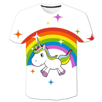 2020 Sommer Mode Unisex Unicorn T-shirt Børn, Drenge Korte Ærmer Hvid Tee Baby Børn Bomuld Toppe Til Piger, Tøj 4 14Ys