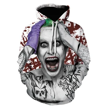 Nye Selvmord Trup Jokeren, Harley Quinn 3D-Print Sweatshirt Mænd Kvinder Sjove Hættetrøjer Cool Streetwear, Hiphop Pullovere Moleton