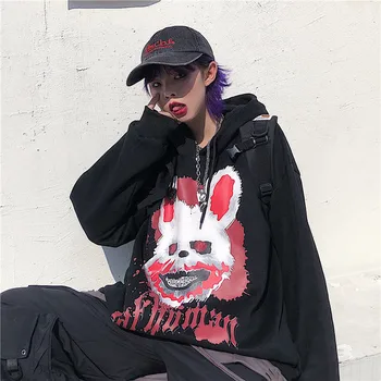 Hoodie Tøj High Street Sweatshirt Efteråret Langærmet Hættetrøje Streetwear Kvinder Trykt Punk Mørke Toppe Kvindelige Casual Sweatshir