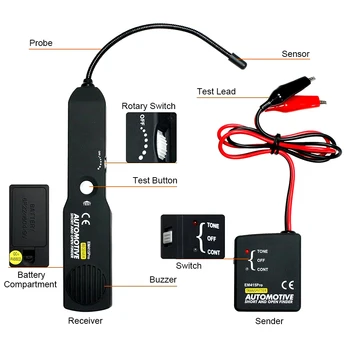 Tester Kredsløb Finder Kabel Ledning Tracker Bil Reparation Værktøj Åbne Kort Automotive Circuit Breaker Finders 6-42V Detektor Tracer