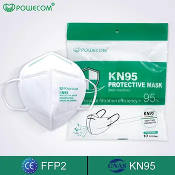 20pcs/Masse POWECOM KN95 Mask 5 Lags Filter Åndedrætsværn med Beskyttende Mund Ansigt Maske, Komfortable, Åndbar Ansigt Munden FFP2 Maske