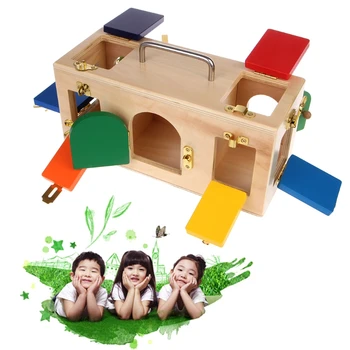 Montessori Farverige låsekasse Børn Børn Uddannelsesmæssige Førskole Uddannelse Legetøj R9JD