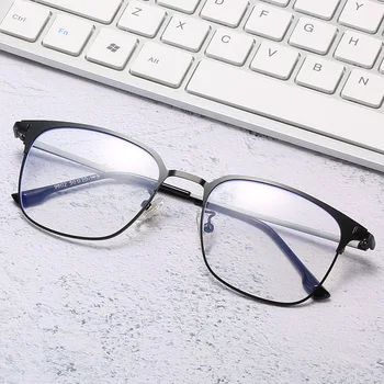 Elbru Vintage Business Mænd Nærsynet Briller Mandlige MetalGlasses Ramme Anti Blå Lys Briller Med Dioptrier -1.0 -2.0 -3.0 -3.5