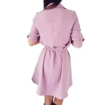 2018 nye Kvinder, damer mode solid langærmet Skjorte Kjole afslappet formelle turn-down krave-knappen bandage uregelmæssige mini kjole