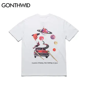 GONTHWID Fri Fantasi i Rummet Kreative Print t-shirts Sommeren Mænd Casual Streetwear Tops Tees Hip Hop Mandlige Bomuld T-Shirts
