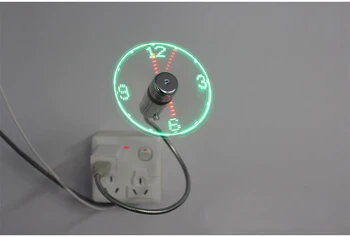 MINI Fleksibel LED Ur USB-Fan Ur Gadgets Kontor, Skrivebord Køling Temperatur Justerbar Skærm, Loftvifte for PC Laptop, Desktop Gaver