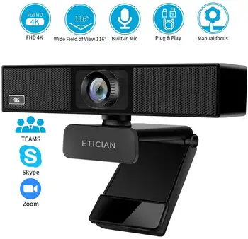 Ultra HD 4K-Webcam med Mikrofon 8MP 1080P USB-Web-Kamera Cam for Mac Bærbar, Desktop Computer, Konference-Streaming TV Android
