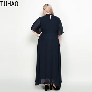 TUHAO 6XL 7XL Chiffon Kjoler Store Størrelser Kvinder Casual Løs Lange Kjole Plus Size Elegant Kjole Part Vestidos Robe RL