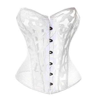 Corset sort hul trykt mesh sexet corset corset