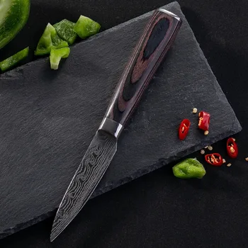 3,5 tommer Skrælle Kniv Japan Frugt Køkken Knive i Damascus Stål Klinge Skrællekniv Frugt, Grøntsager Skære Kød Madlavning Kniv