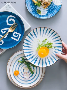 Japansk porcelæn keramisk plade kreativ hånd-malet farver service retter hjem Western steak, parabol, køkken med ik, skive