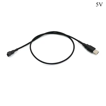 Angitu Fuld Fart 12V/5v Spænding Step-Up USB-til 3-Pin/4-Pin PC Fan Langærmet Power Adapter Kabel - 60 cm