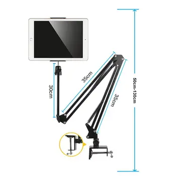 Ekstra Lang Metal Stå For Telefon og Tablet, Skrivebord, Telefon, Tablet Holder 360° Justerbar Sort