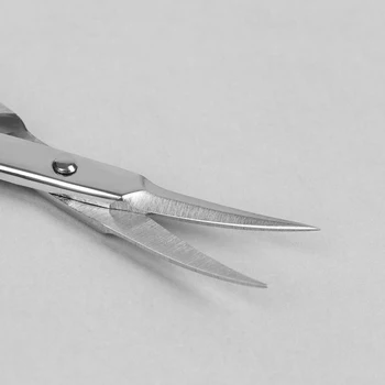 Manicure saks, buet, indsnævret, 9,5 cm, sølv farve, B-119-S-SH Saks Kosmetik Kunst værktøjer for søm