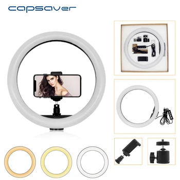 Capsaver 12 tommer LED-Ringen Lys USB-Ring Lampe Bærbare Foto Studio Ringformede Lampe 2700K Dæmpbar/5500K til YouTube Makeup Lys