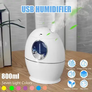 800Ml Stor Kapacitet Luft Luftfugter USB-Aroma Diffuser Ultralyd Cool Water Mist Diffuser for LED Nat lys Office til Hjemmet