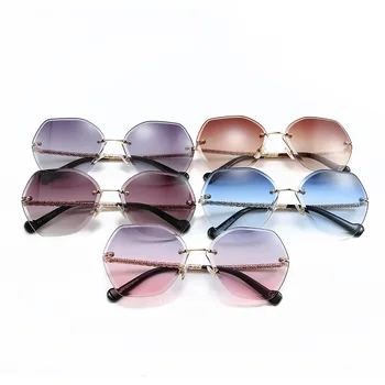 DENISA 2019 Nye Uregelmæssig Linse Solbriller Kvinder Unikke Briller Ben Gradient Uindfattede Solbriller, Briller Tilbehør G99804