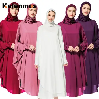 Kalenmos Arabiske Muslimske Kvinder Bøn Tøjet Flagermus Ærme Hætteklædte Tilbedelse Thobe Kjole Bøn Mellemøsten Robe Islamiske Abaya Hijab Kjole