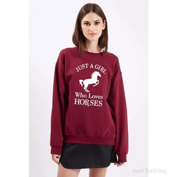 Bare En Pige Der Elsker Heste Løs Sweatshirt Piger Damer Sweatshirt Vintage Sweatshirt Kvinder, Sweatshirt trøjer toppe M212