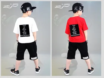 2 Stykker, der Passer Børn, Teenage Drenge Tøj Sæt Hip-hop Dans, Sport Træningsdragter Bomuld T-shirt + Shorts Drenge Sommer Outfits
