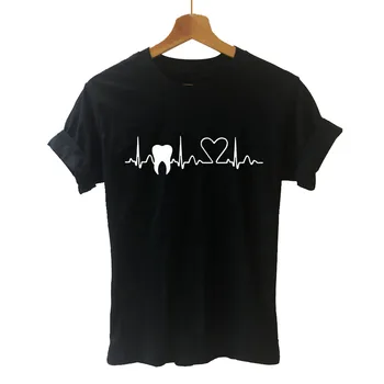 Hjerteslag Tandlæge klinikassistent Elev Harajuku T-Shirt Sjove T-shirt til Kvinder Casual Tøj Kort Ærme Toppe, t-Shirts