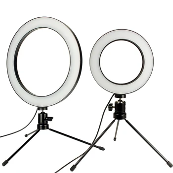 Dæmpbar LED Studio Kamera Ring Lys Foto Mobiltelefon Video Ringformede Lampe Stativ Selfie Stick Til Xiaomi iphone Canon Nikon