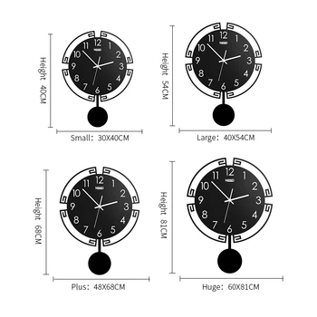 MEISD Stort Ur, vægure Moderne Design Akryl Sort Mekanisk Pendul Home Decor Horloge Tavs Gratis Fragt Nål