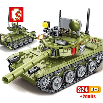 SEMBO 324pcs Militære Sæt Main battle Tank ww2 byggesten Våben Tal Hær Byen Oplyse Mursten Legetøj Til Børn Gave