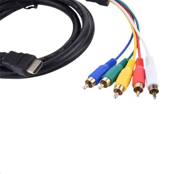 HDMI til 5 RCA-Kabel HDMI han til 5RCA Lyd og Video Adapter Kabel Ledning Ledning 1,5 M HD Afspiller til TV-Tilslutning RCA-Kabel