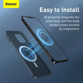 Baseus Magnetiske Phone Case For iPhone 12 Pro Max antal Telefonen Tilbage Dække For iPhone Tilfælde, Stødsikkert læderetui Oprindelige Fuld Dækning