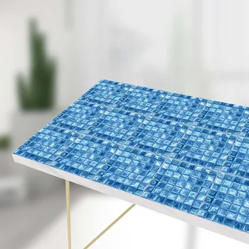 10stk/indstil 3D-Vandtæt Selvklæbende Mosaik Væg Fliser Mærkat PVC Flytbare Blå Baggrunde, Køkken, Badeværelse, boligindretning