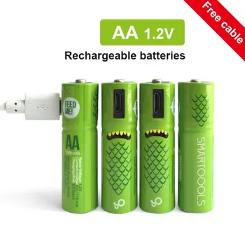 2STK AA 1,2 V USB-genopladelige batteri 1000 mah Ni-MH batteri til fjernbetjeningen mouseElectric toy batteri